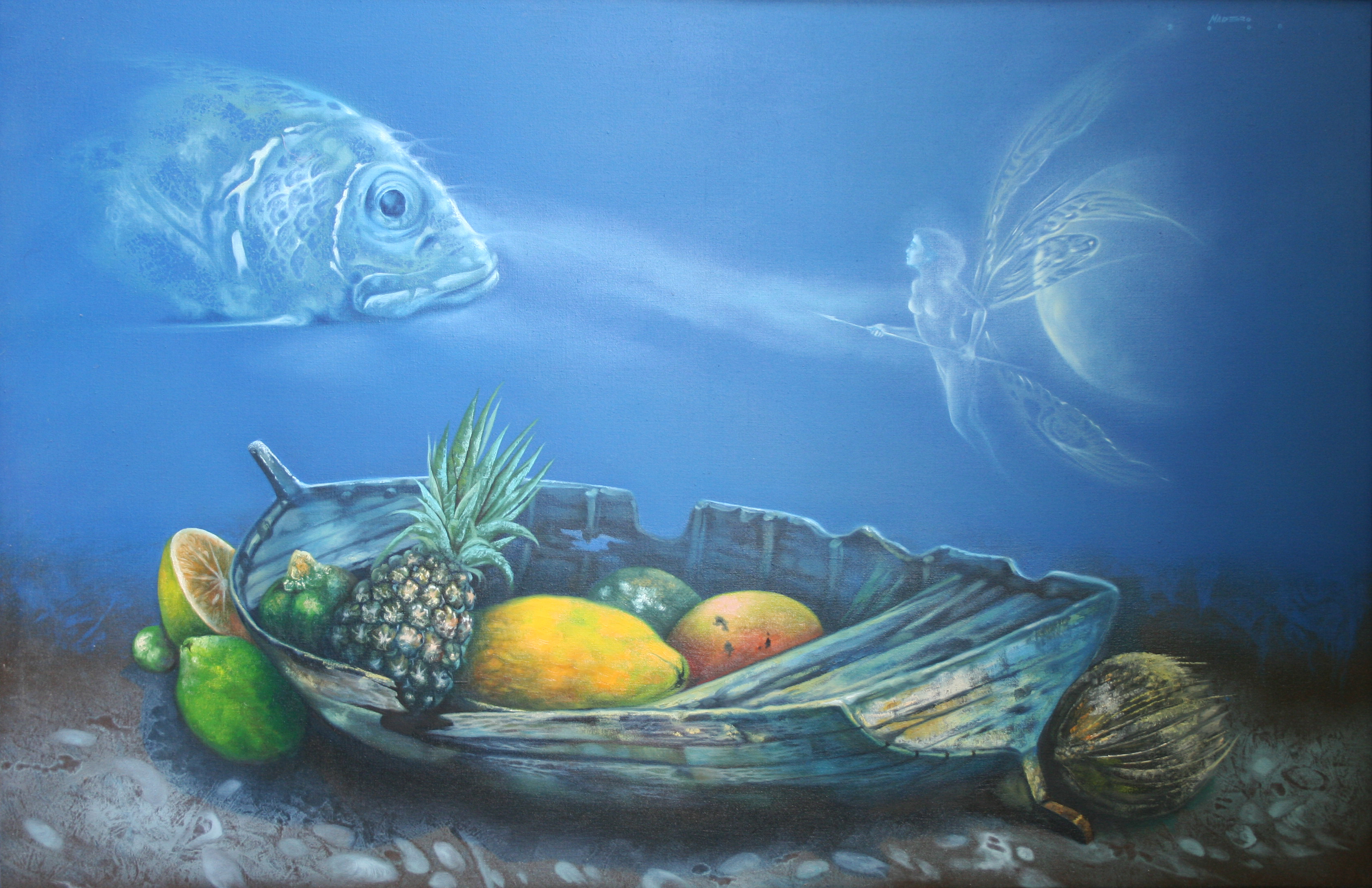 3356x2172 Nelson Madero Artwork Offering Underwater Original Painting Oil - Underwater Oil Painting