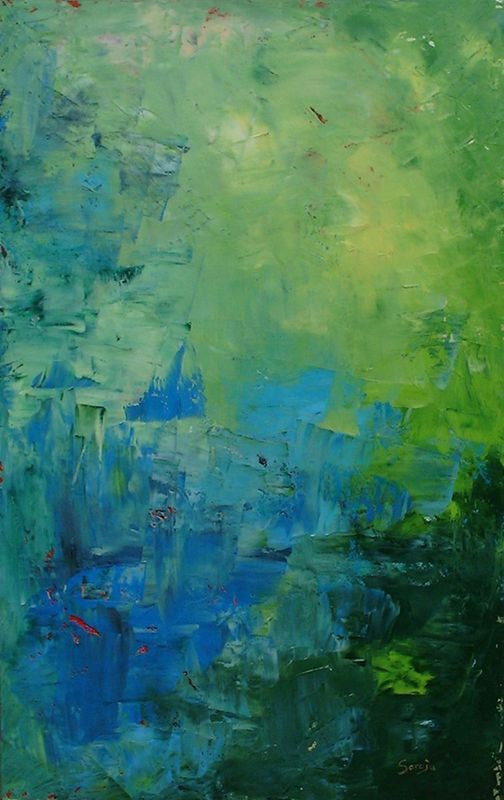 504x800 Underwater World Greenlue (Ref 459 12m) Underwater, Abstract - Underwater Oil Painting