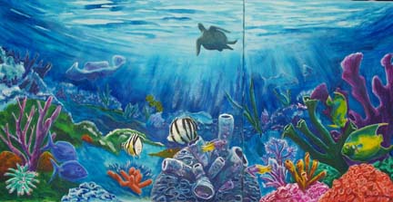 432x223 Underwater Diptych - Underwater Painting Watercolor