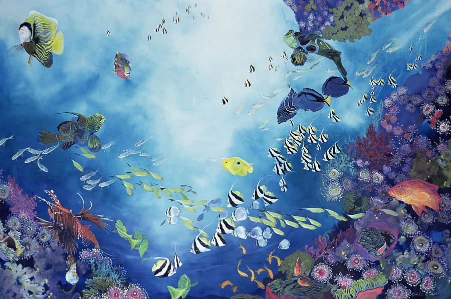 900x597 Underwater World Iii Painting By Odile Kidd - Underwater Painting Watercolor