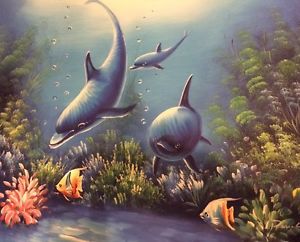 300x242 Oil Painting On Canvas Underwater Scene Fish Blue Wall Art - Underwater Scene Painting