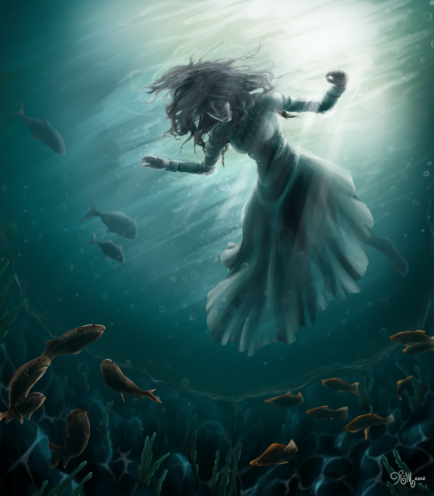 1400x1600 Rachel Montreuil Underwater Scene Painting - Underwater Scene Painting
