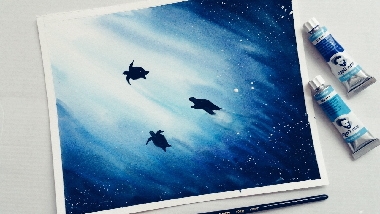 1280x720 Simple Water Color Paintings Simple Watercolor Underwater Scene - Underwater Scene Painting