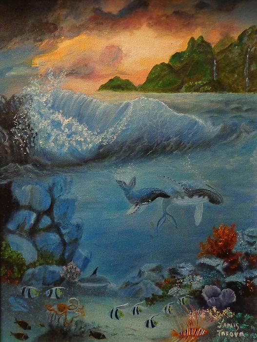527x700 Underwater Scene, An Original Oil Painting By Janis Tafoya - Underwater Scene Painting