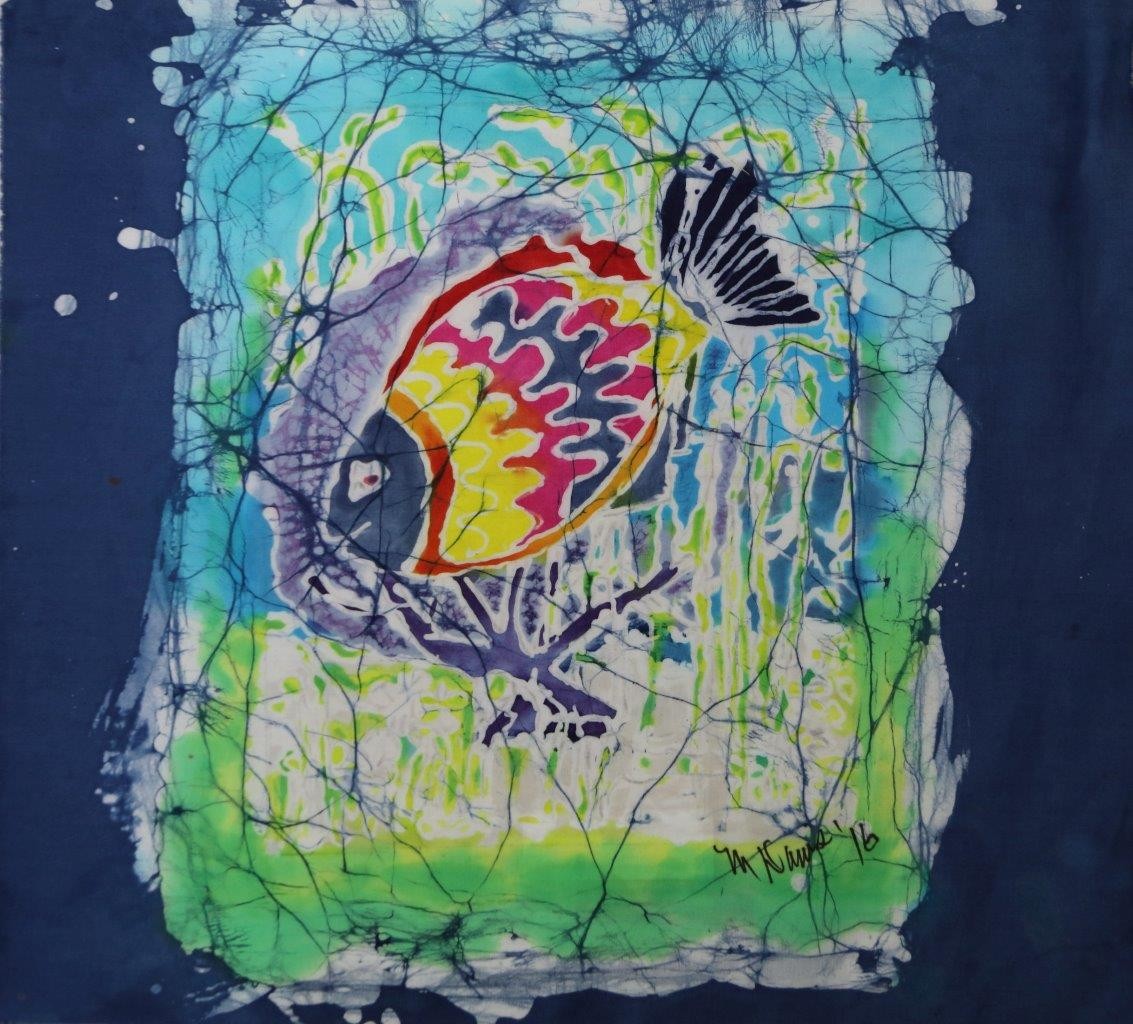 1133x1024 Caribbean Batik, Batik Panting, Caribben Art - Underwater Scene Painting