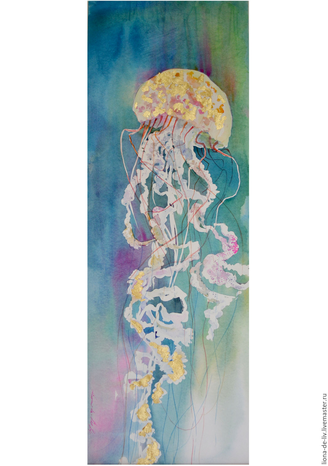1057x1500 Medusa, Painting, Underwater World, Ocean, Sea, Creatures - Underwater Watercolor Painting