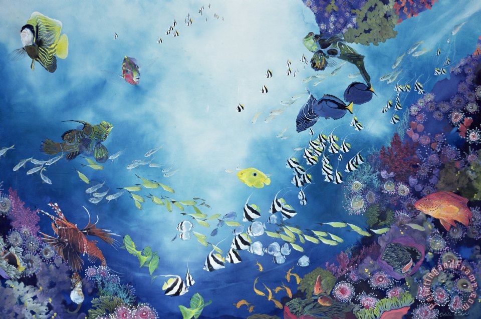 960x637 Odile Kidd Underwater World Iii Painting - Underwater Watercolor Painting