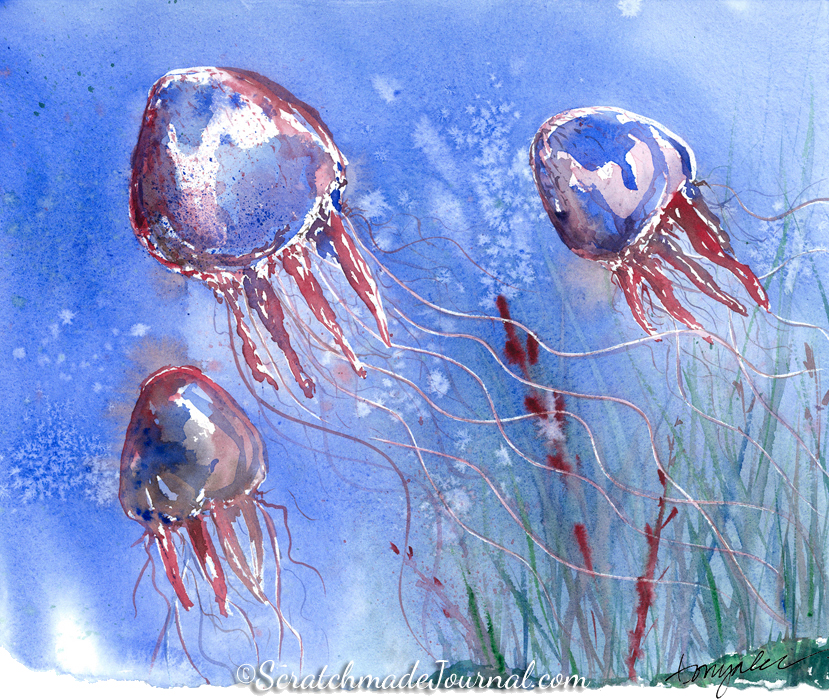 829x700 Going With The Flow Scratchmade Journal - Underwater Watercolor Painting