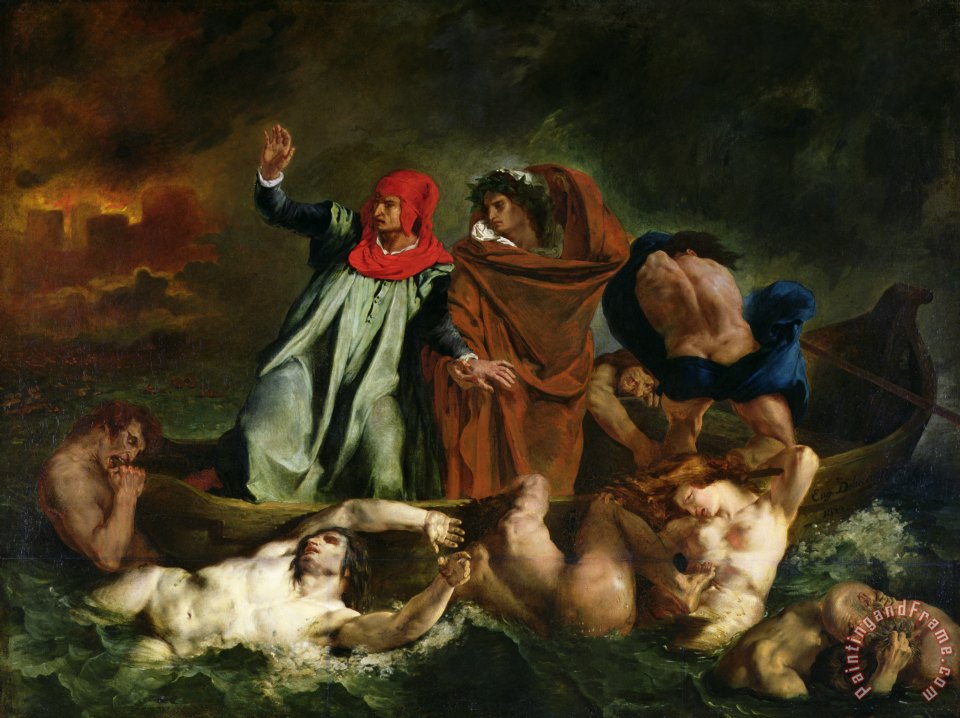 960x718 Ferdinand Victor Eugene Delacroix Dante And Virgil - Underworld Painting