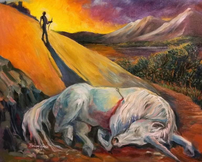 770x616 Saatchi Art The Last Unicorn Painting By Brian Vines - Unicorn Painting