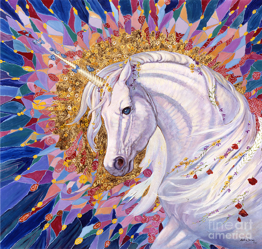 900x855 Unicorn Ii Painting By Silvia Duran - Unicorn Painting