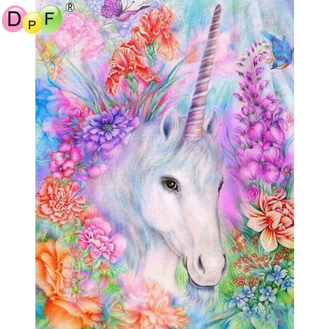 640x640 Flowers Unicorn Diamond Embroidery Kits Diy 5d Diamond Painting - Unicorn Painting