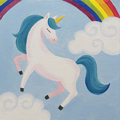 240x240 Kid's Night Out Pottery, Canvas Painting - Unicorn Painting For Kids