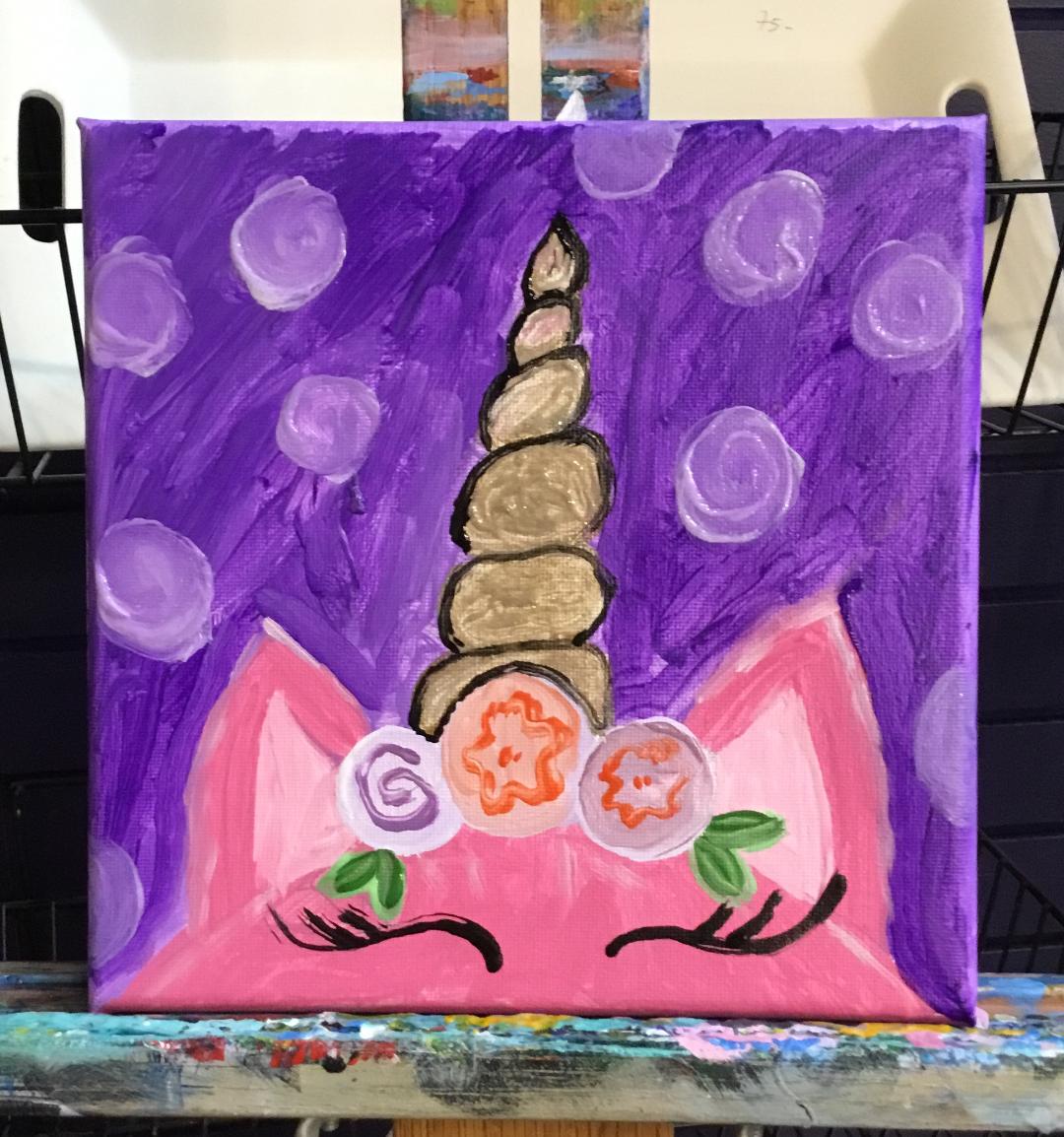 1080x1154 Kid's Night Out Pottery, Canvas Painting - Unicorn Painting For Kids