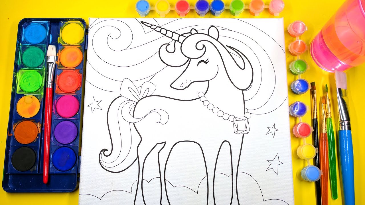 1280x720 Learn To Color For Kids And Color And Paint This Unicorn Coloring - Unicorn Painting For Kids