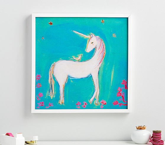 558x492 Unicorn Canvas Art Pottery Barn Kids - Unicorn Painting For Kids
