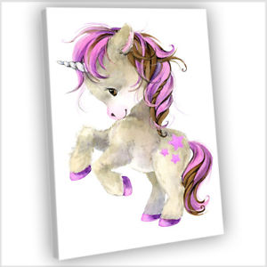 300x300 Unicorn Canvas Print Kids Bedroom Framed Cartoon Painting Wall Art - Unicorn Painting For Kids