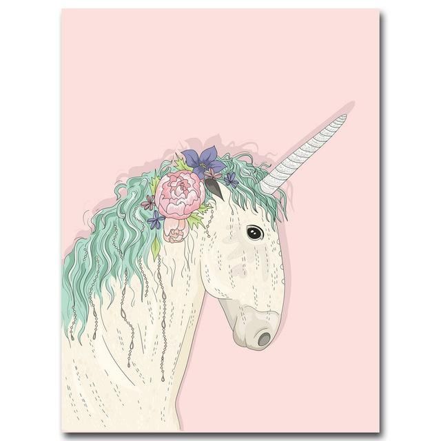 640x640 Unicorn Cartoon Canvas Posters And Prints Minimalist Painting Wall - Unicorn Painting For Kids