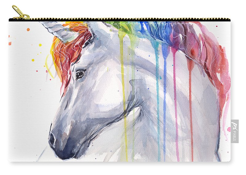 800x570 Unicorn Rainbow Watercolor Carry All Pouch For Sale By Olga Shvartsur - Unicorn Watercolor Painting