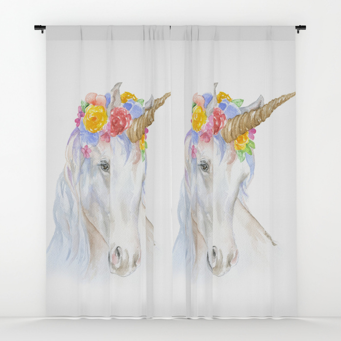 700x700 Unicorn Watercolor Painting Window Curtains By Susanwindsor Society6 - Unicorn Watercolor Painting