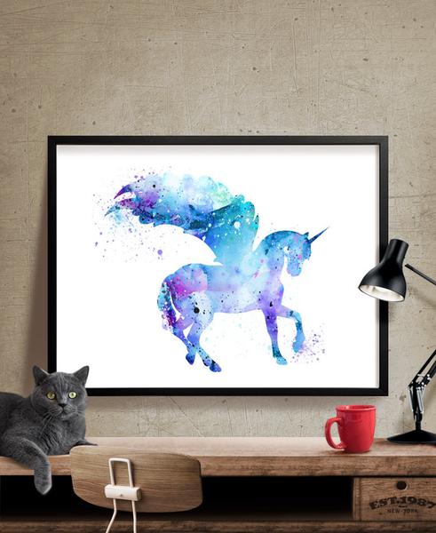 491x600 Unicorn Watercolor Print, Unicorn Art Print, Watercolor Art - Unicorn Watercolor Painting