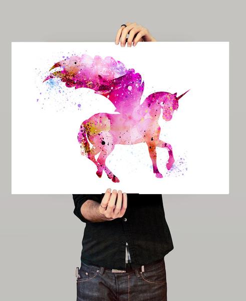 491x600 Unicorn Watercolor Print, Unicorn Art, Watercolor Painting - Unicorn Watercolor Painting