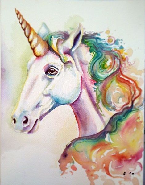 470x600 Watercolor Unicorn Tattoo - Unicorn Watercolor Painting