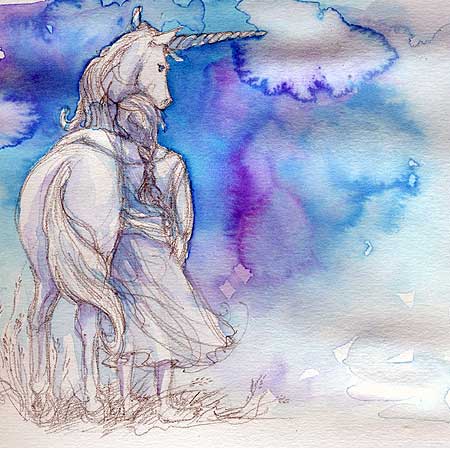 450x450 October 2006 Watercolor Paintings, Illustration, Inspiration - Unicorn Watercolor Painting