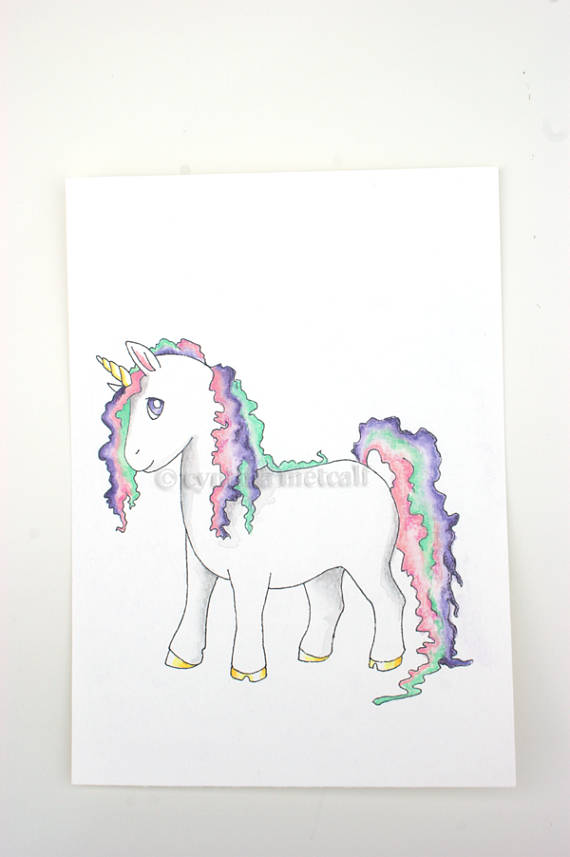 570x857 Original Unicorn Watercolor Painting Baby Unicorn Nursery - Unicorn Watercolor Painting