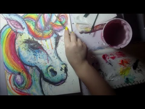 480x360 Painting A Rainbow Unicorn With Acrylic Paint On Watercolor Paper - Unicorn Watercolor Painting