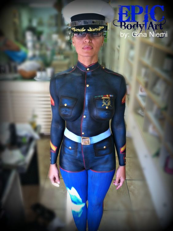 564x755 Marine Uniform Body Painting, Fantasy Fest, Clothing Body Painting - Uniform Painting