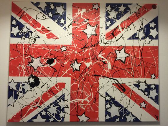 570x428 The Stone Roses Union Jack Painting On Canvas, Music Art, Spray - Union Jack Painting