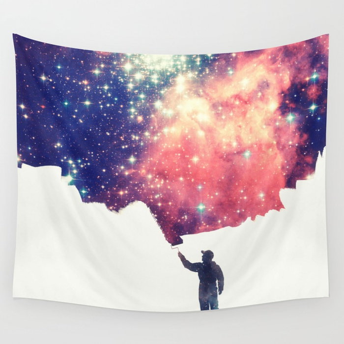 700x700 Painting The Universe (Colorful Negative Space Art) Wall Tapestry - Universe Painting