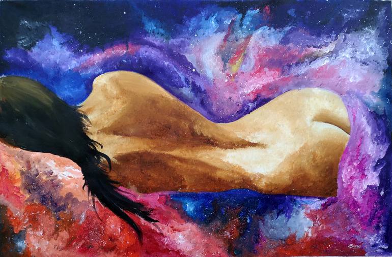770x506 Saatchi Art Sleeping In Universe Painting By Suraj Prajapati - Universe Painting