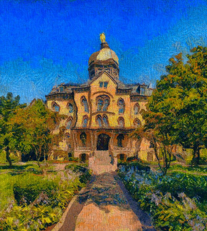 806x900 Notre Dame University Meets Van Gogh Painting By Dan Sproul - University Of Notre Dame Painting