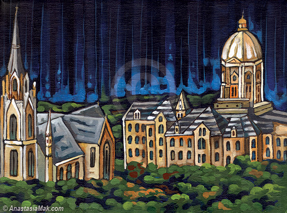 570x423 Notre Dame University Painting - University Of Notre Dame Painting