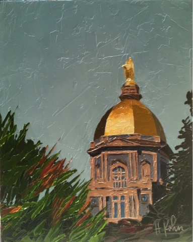 383x480 Palette Knife Painters, International Golden Dome Of Notre Dame - University Of Notre Dame Painting