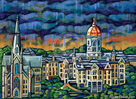 570x415 University Of Notre Dame Painting - University Of Notre Dame Painting