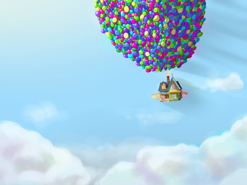 1024x768 Up! House In The Sky By Sucki Artist - Up House Painting