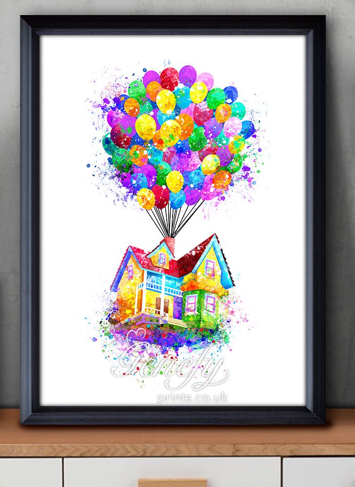 730x1000 Disney Pixar Up House Watercolor Painting Art Poster Print Wall - Up House Painting