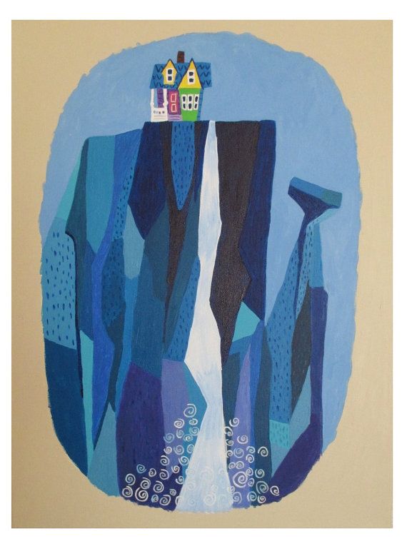 570x758 Paradise Falls Up Movie Acrylic Painting Print 5x7 By Fakesnow - Up Movie Painting