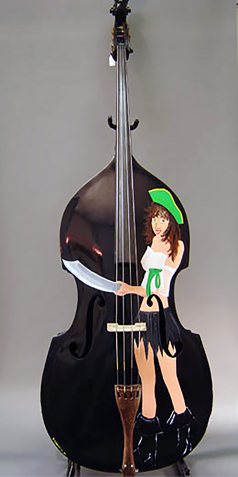 475x950 Painted Englehardt Pirate Bass Cincinnati Bass Cellar - Upright Bass Painting