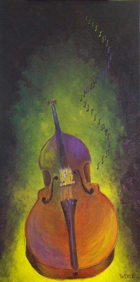 448x900 Double Bass Painting By Bill Werle - Upright Bass Painting