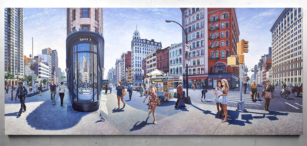 1000x478 Nathan Walsh's Unusual Urban Landscapes Painted Atop Precise - Urban Painting