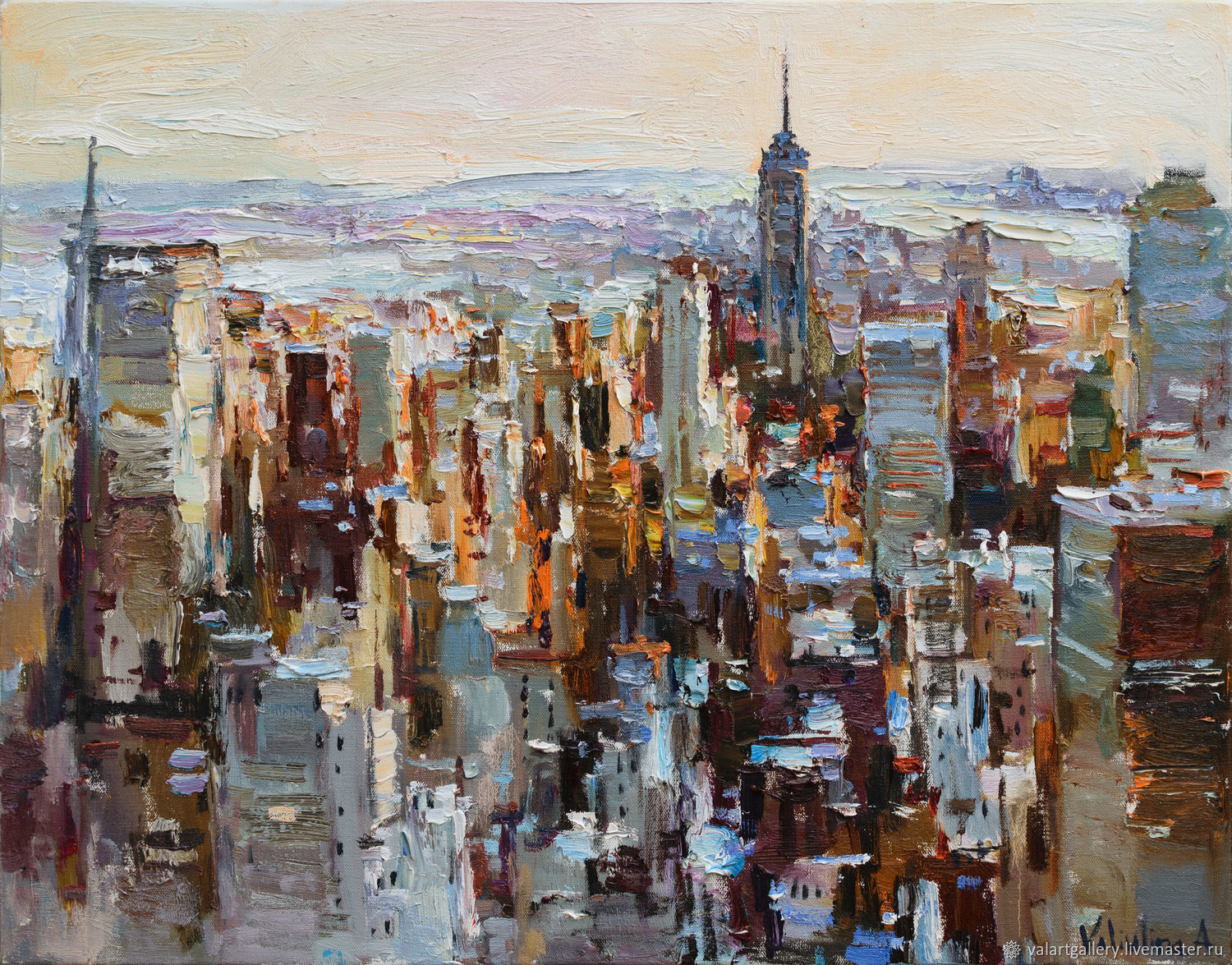 1500x1175 Sunrise In New York City - Urban Painting