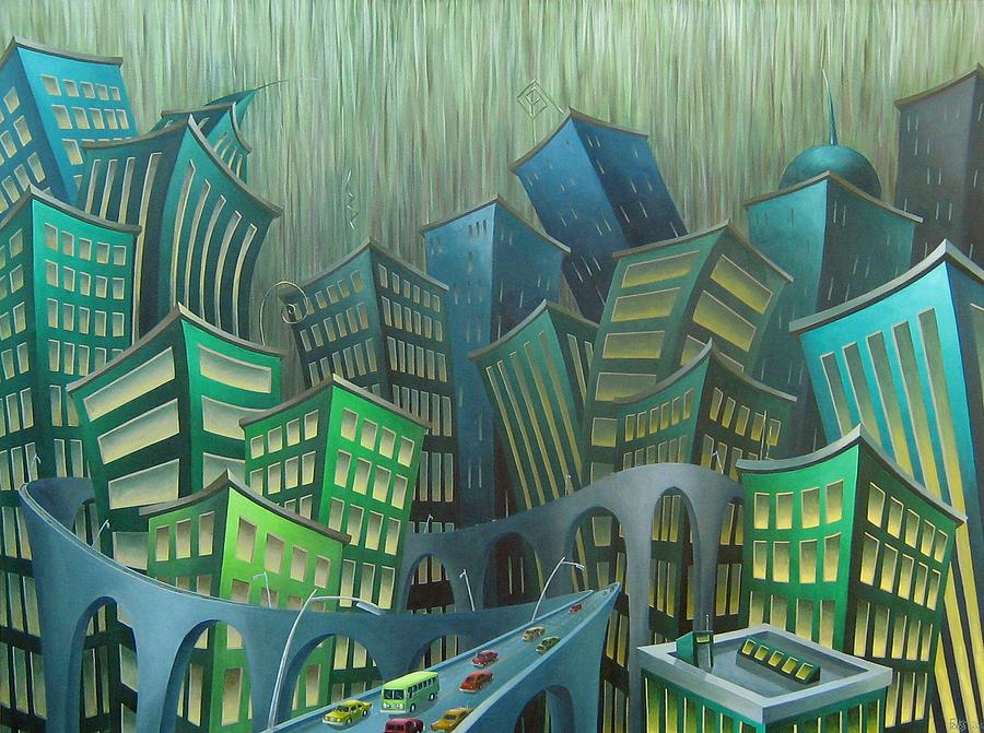 900x671 Urban Jungle Painting By Eva Folks - Urban Painting