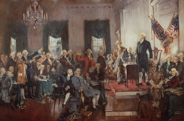610x403 U.s. Senate Scene - Us Constitution Painting