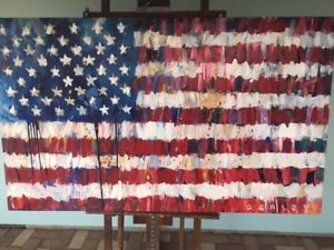 300x225 Art, Penley, American Flag, Acrylic, Canvas, Painting, 60x36 - Us Flag Painting