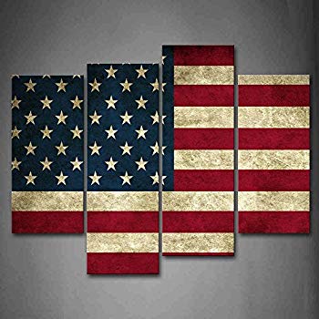 350x350 American Flag In Red White And Blue Wall Art Painting - Us Flag Painting