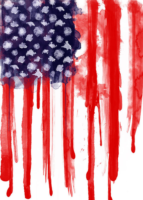 570x799 American Spatter Flag Art Print By Nicklas Gustafsson - Us Flag Painting